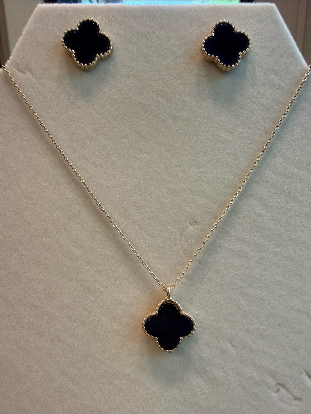 Retired Park Lane Black Lana / Icon Pendant Necklace with Matching Stud Earrings